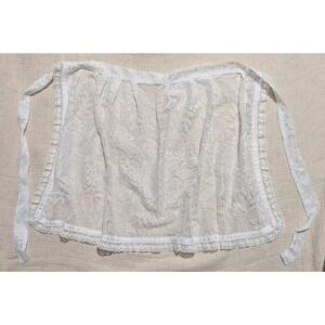 White Lace Waist Apron Ruffled‎ Trim Ties Vintage Style